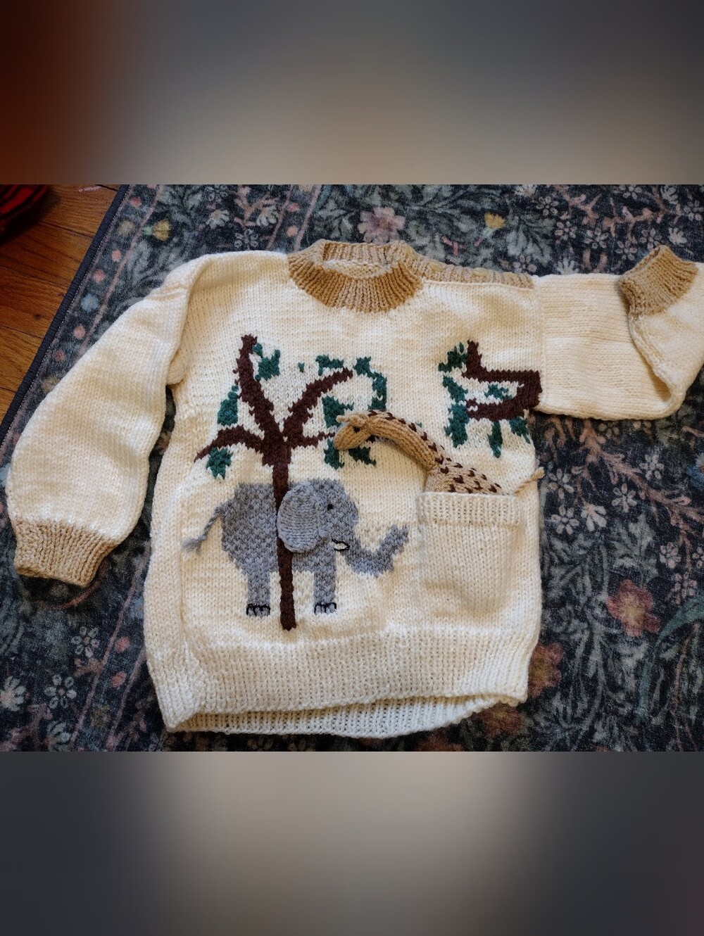 Hand Knit Animal Sweater With Plush